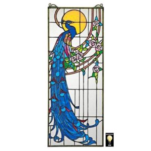 Design Toscano TF26313 10 Inch Peacocks Sunset Stained Glass Window