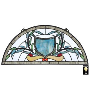 Design Toscano TF28037 24 Inch Heraldic Shield Demi Lune Stained Glass